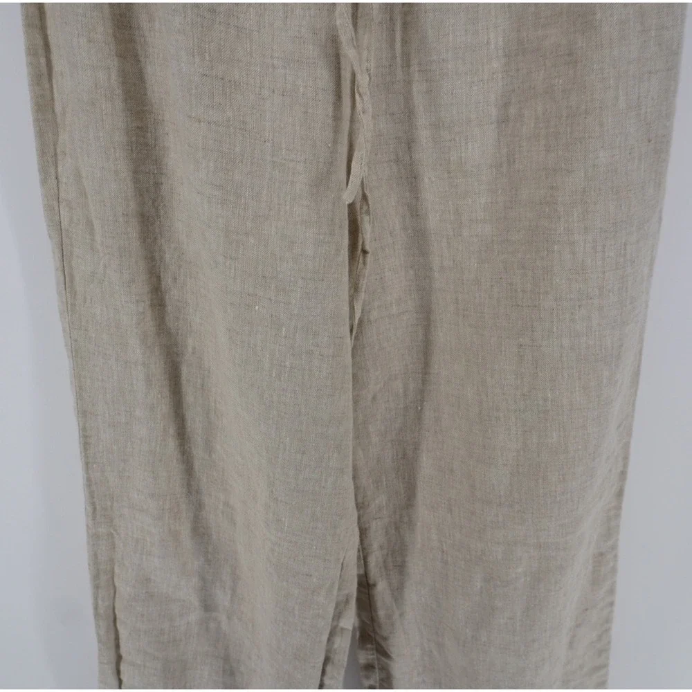 Reformation Olina Linen Pants Oatmeal Beige Drawstring Straight Leg XS